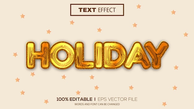 Efecto de texto de vacaciones en 3D Efecto de texto editable