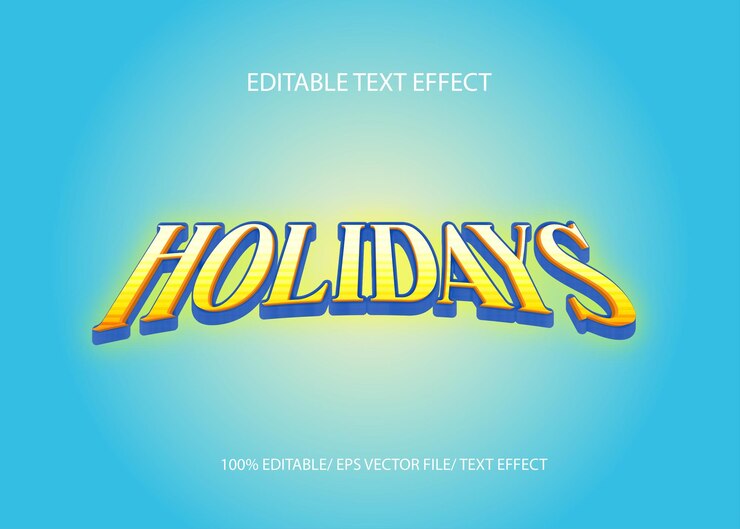 Vector efecto de texto de vacaciones editable