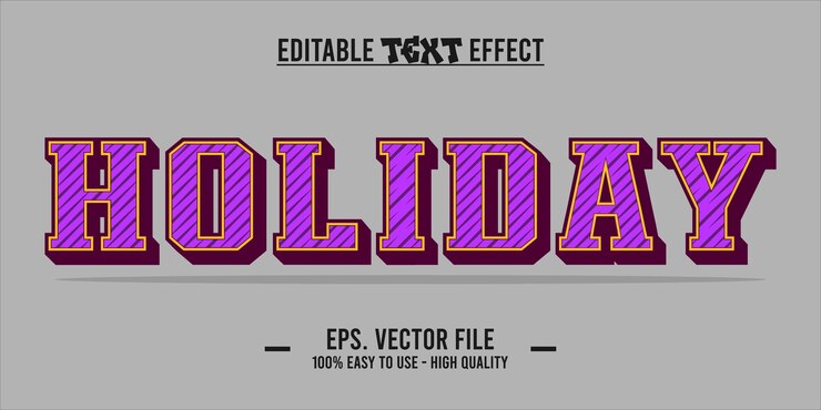 Vector efecto de texto de vacaciones