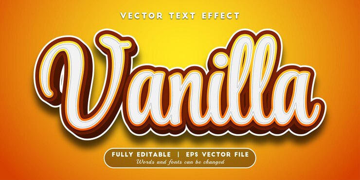 Vector efecto de texto vainilla con estilo de texto editable