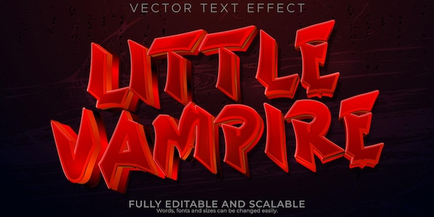 Vector efecto de texto de vampiro de dibujos animados estilo de texto de horror y sangre editable