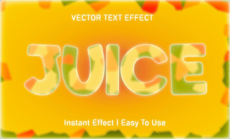 Vector efecto de texto de vaso de jugo con textura