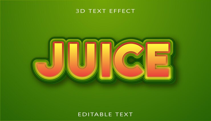 Vector efecto de texto de vector 3d editable de lujo de jugo