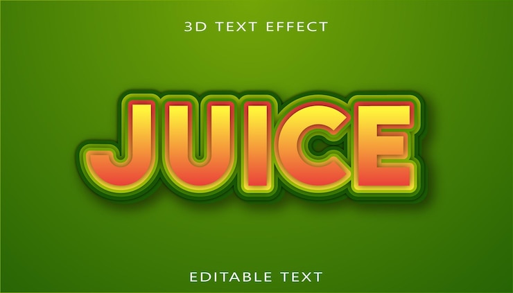 Vector efecto de texto de vector 3d editable de lujo de jugo