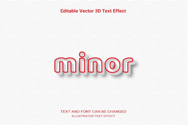 Efecto de texto de vector 3d editable menor