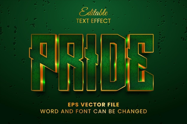 Efecto de texto de vector 3d de orgullo verde