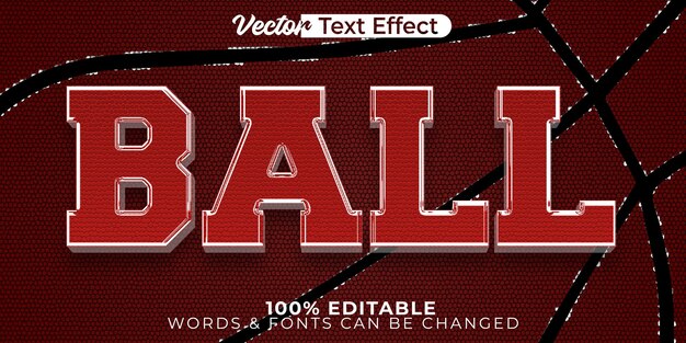 Efecto De Texto Vector Bola Alfabeto Editable Baloncesto Deporte Juego