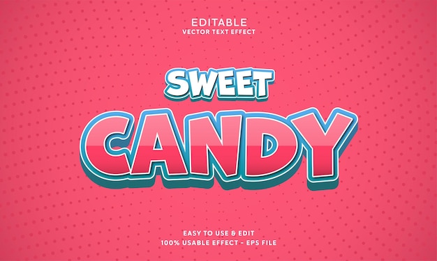 Efecto de texto de vector de caramelo dulce editable con estilo moderno