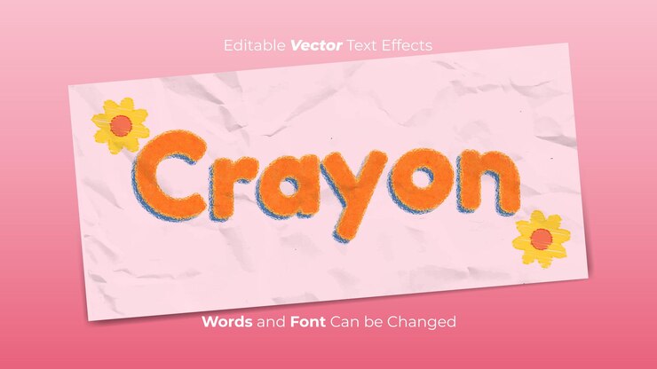 Vector efecto de texto de vector de crayón editable sobre papel