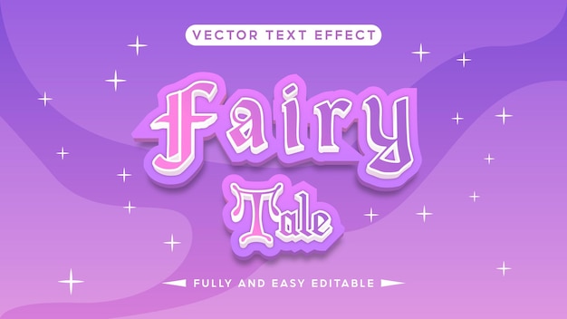 Efecto de texto de vector de cuento de hadas