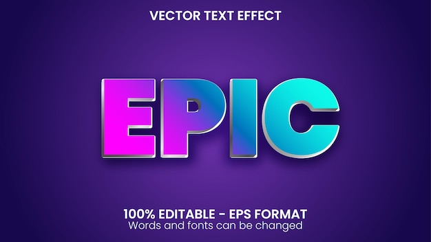 Efecto de texto de vector degradado épico