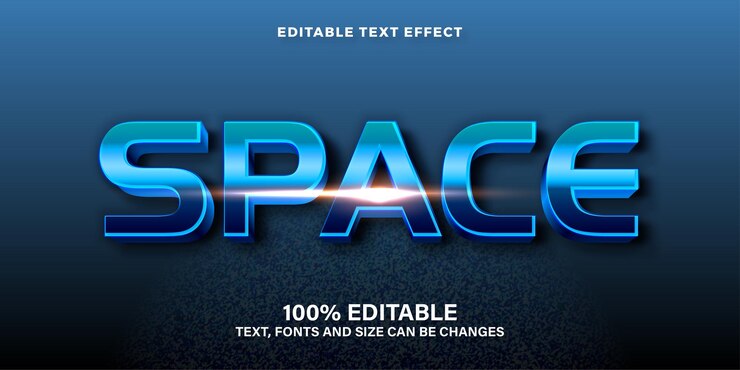 Efecto de texto del vector de espacio azul