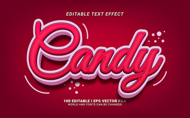 Vector efecto de texto de vector de estilo 3d de caramelo