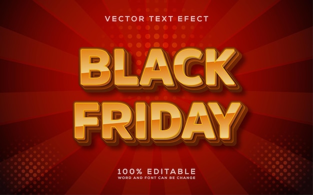 Efecto de texto de vector de estilo 3d editable de oro de viernes negro