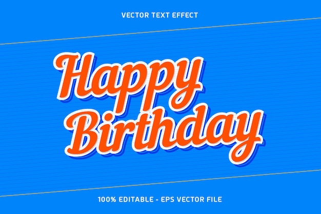 Efecto de texto de vector de feliz cumpleaños