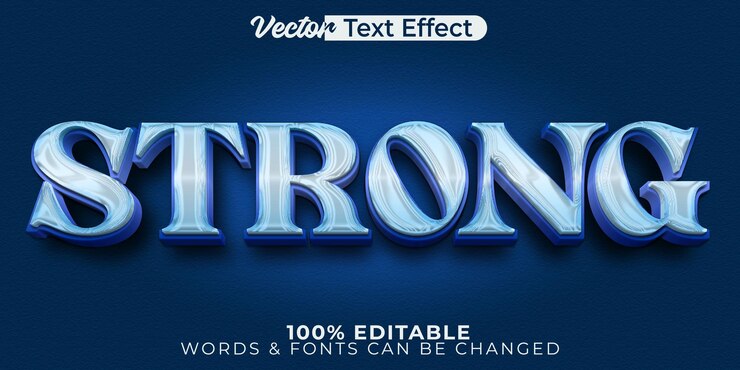 Vector efecto texto vector fuerte alfabeto editable azul salud negocios