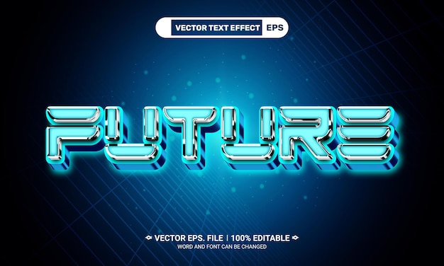 Efecto de texto de vector futuro de estilo de resplandor de neón brillante