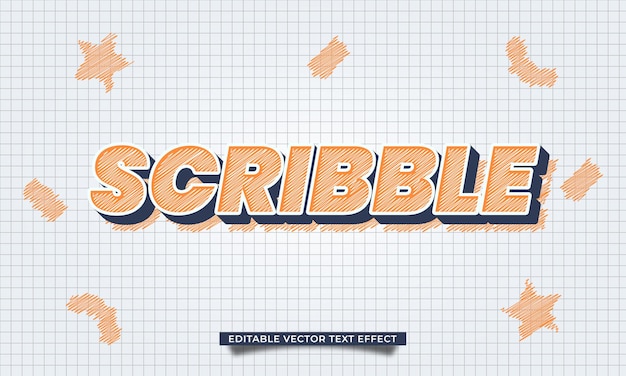 Efecto de texto de vector de garabato editable