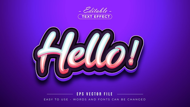 efecto de texto vector hello 3d totalmente editable