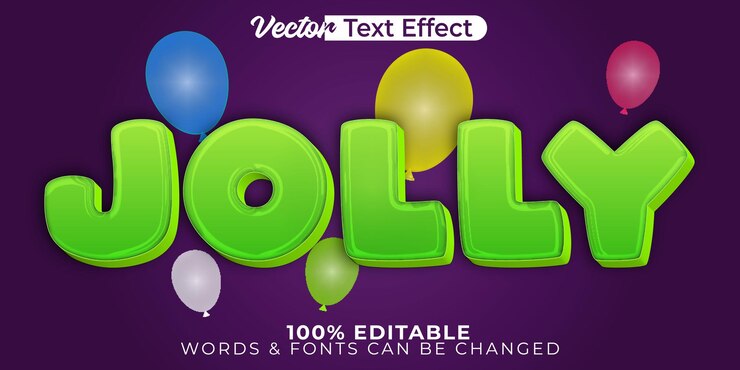Vector efecto de texto vector jolly alfabeto editable fiesta dibujos animados divertidos