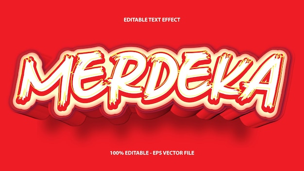 Efecto de texto Vector Merdeka editable con estilo de fuente moderno