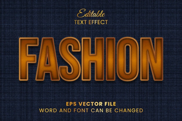 Efecto de texto de vector metálico de moda