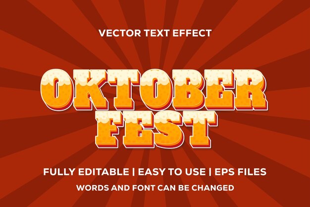Efecto de texto de vector de oktoberfest completamente editable