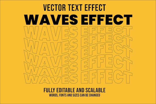 Efecto de texto de vector de ondas editable