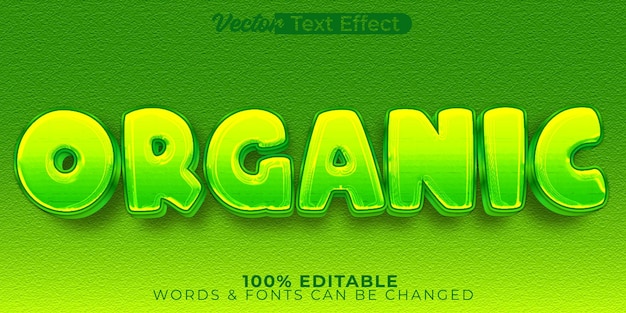 Efecto Texto Vector Orgánico Alfabeto Editable Verde Comida Vegana Saludable