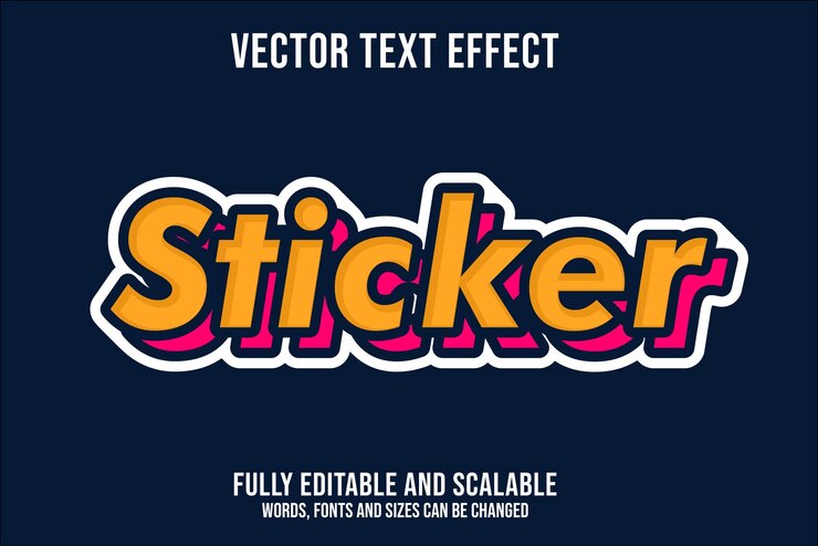 Vector efecto de texto de vector de pegatina editable