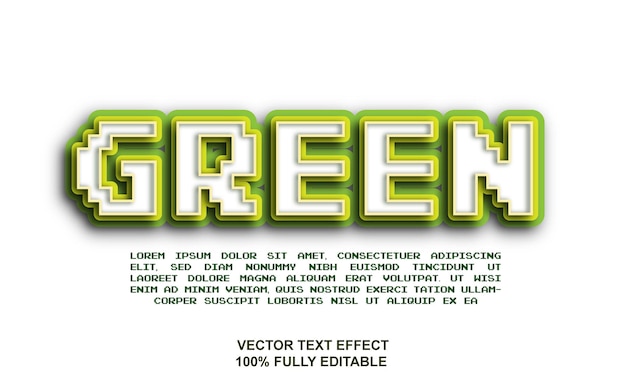 Vector efecto de texto de vector de píxel verde