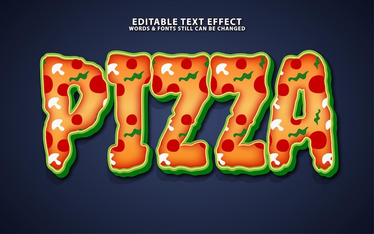 Vector efecto de texto de vector de pizza editable
