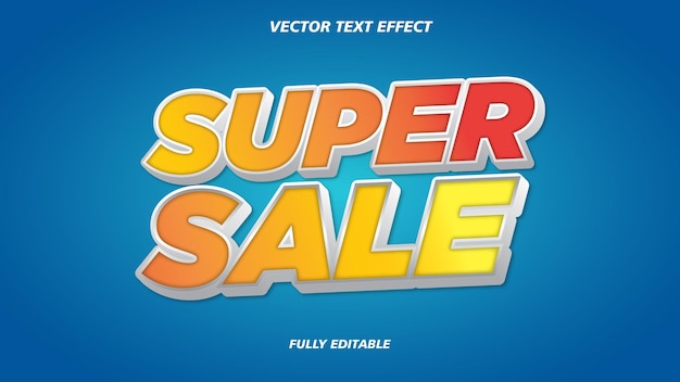 Efecto de texto de vector de super venta