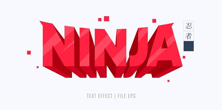 Vector efecto de texto vector texto ninja estilo de escritura a mano y texto