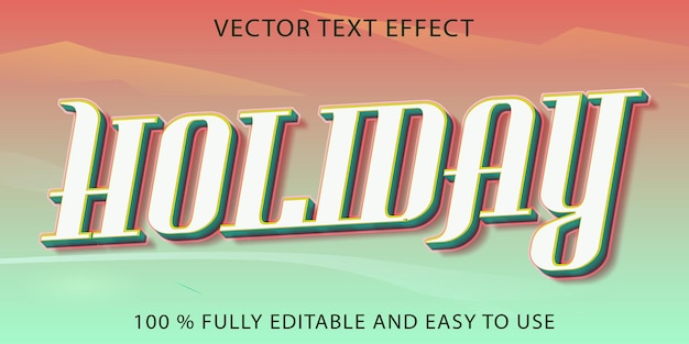 Vector efecto de texto de vector de vacaciones