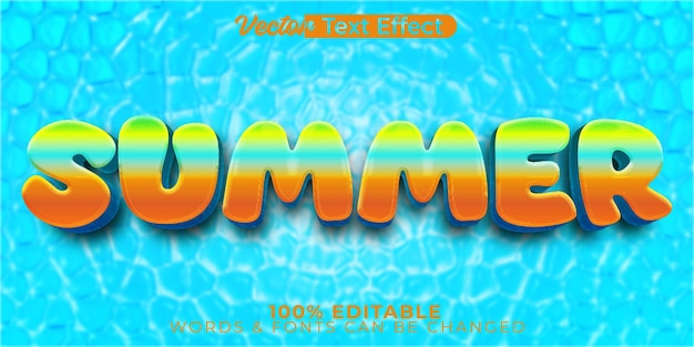 Efecto Texto Vector Verano Alfabeto Editable Sol Piscina Mar Océano