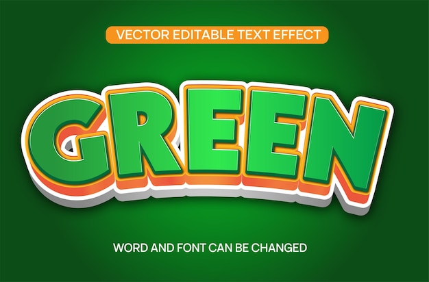 Efecto de texto de vector verde 3D