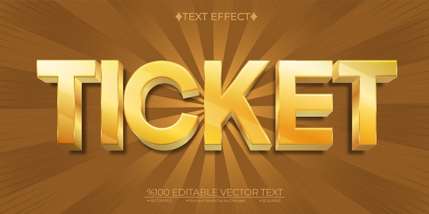 Efecto de texto vectorial 3D de billete dorado editable