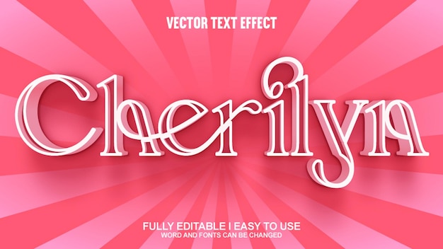 Efecto de texto vectorial 3D completamente editable de Cherilyn