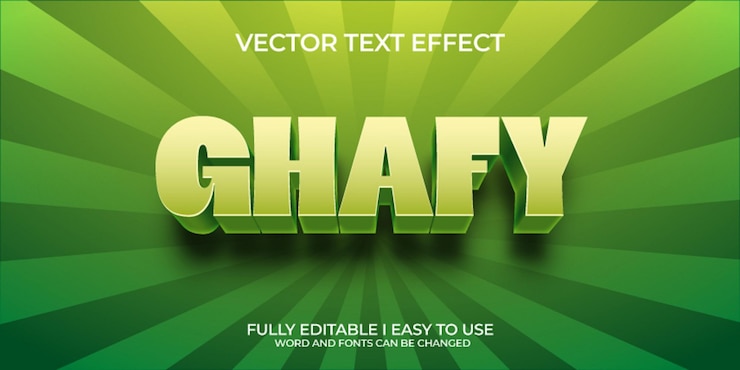 Vector efecto de texto vectorial 3d completamente editable de ghafy