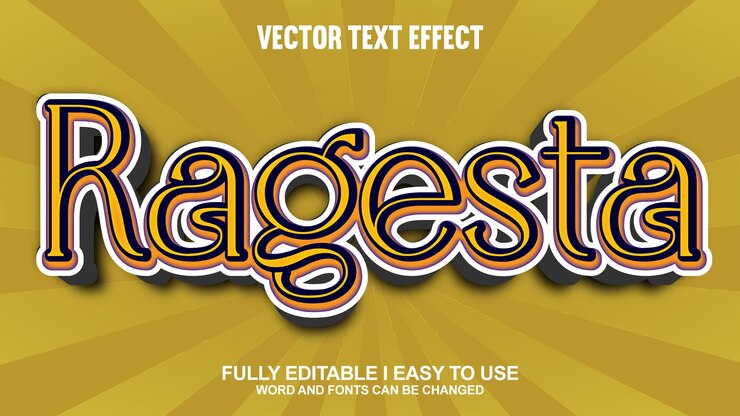Vector efecto de texto vectorial 3d completamente editable de ragesta