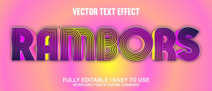 Vector efecto de texto vectorial 3d completamente editable de rambors