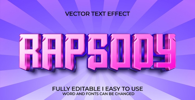 Efecto de texto vectorial 3D completamente editable de Rapsody