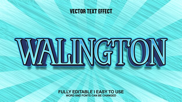 Efecto de texto vectorial 3D completamente editable de Walington