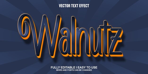 Efecto de texto vectorial 3D completamente editable de Walnutz