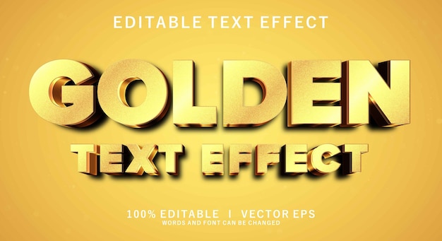 efecto de texto vectorial 3D dorado con moderno