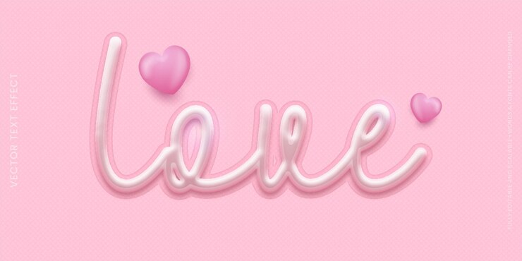 Vector efecto de texto vectorial 3d editable de amor rosa