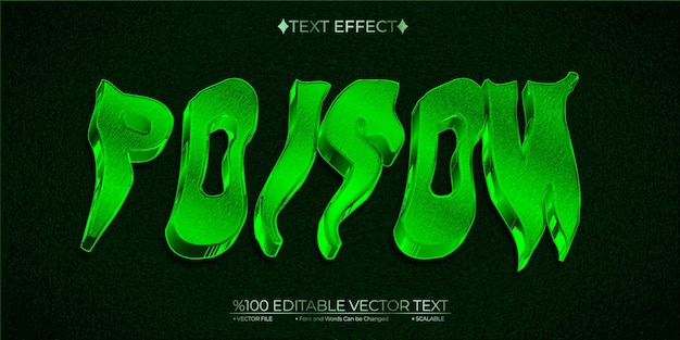 Vector efecto de texto vectorial 3d editable de crome green poison