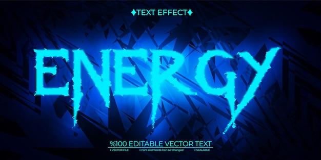 Efecto de texto vectorial 3D editable de energía azul de neón