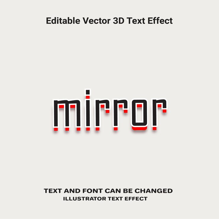 Efecto de texto vectorial 3D editable de espejo